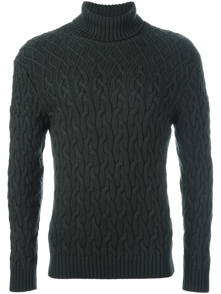 Etro Turtleneck Jumper, Men's, Size: Small, Green, Wool