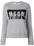 Msgm - Logo Print Sweater - Women - Cotton/viscose - M, Grey, Cotton/viscose