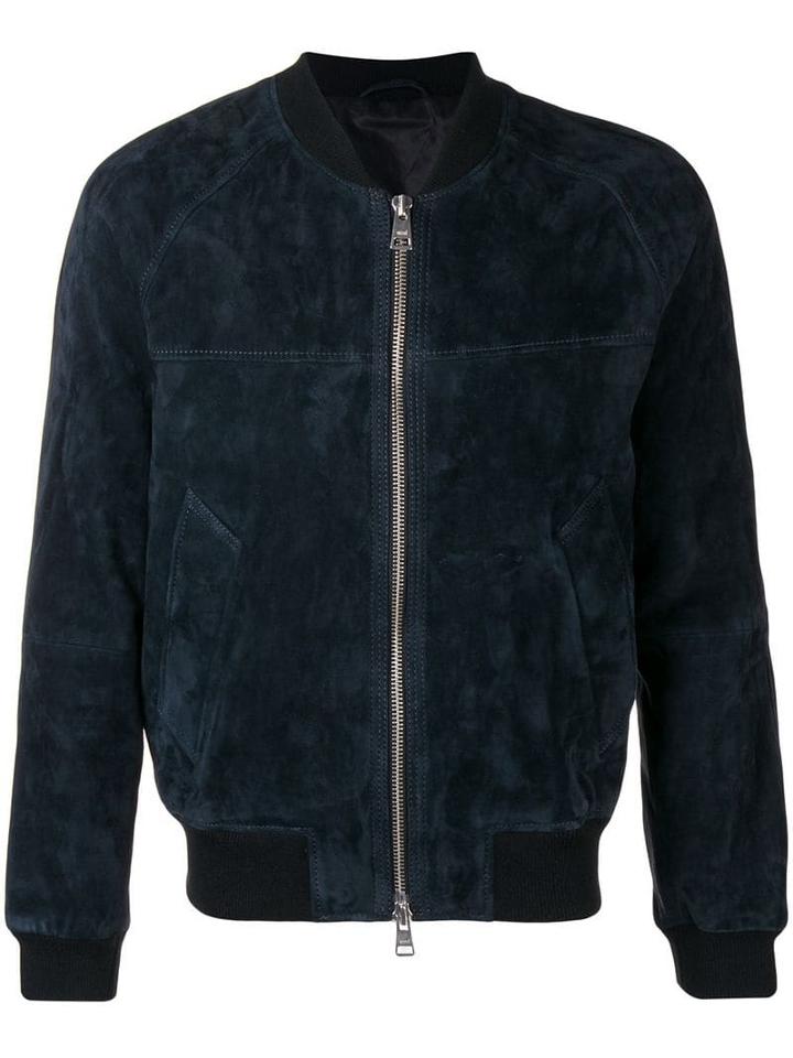 Ami Paris Zipped Suede Jacket - Blue