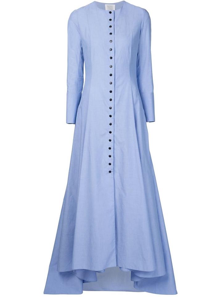 Rosie Assoulin Buttoned Maxi Asymmetric Gown