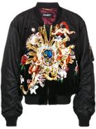 Dolce & Gabbana Romantic Print Bomber Jacket - Black