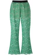 Twin-set Floral Lace Trousers, Women's, Size: Xs, Green, Viscose/cotton/polyamide/polyester