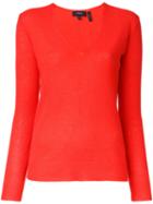 Theory V-neck Jumper, Women's, Size: Xs, Red, Cashmere