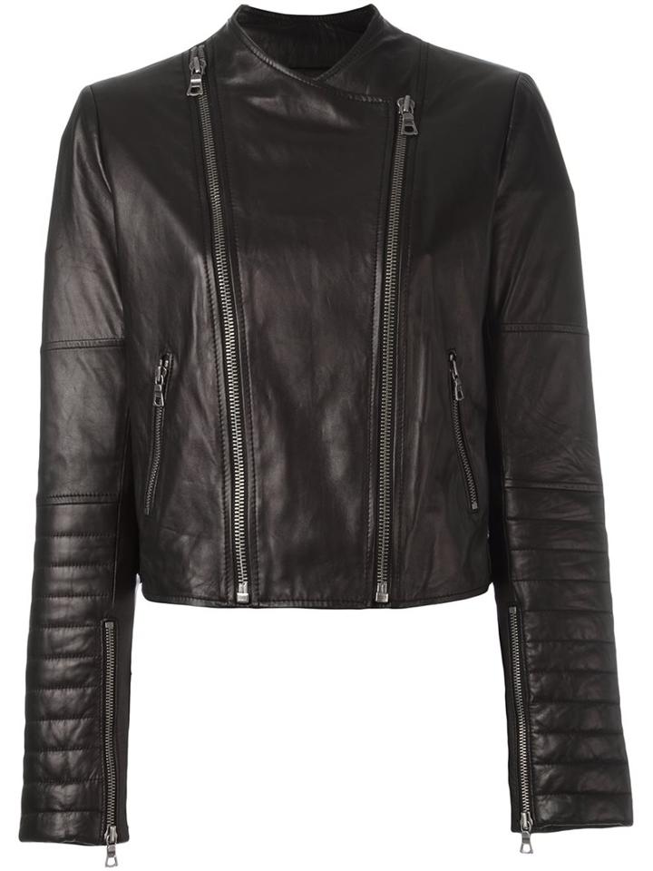 Alice+olivia 'loving You' Biker Jacket, Women's, Size: Medium, Black, Cotton/lamb Skin/polyester/spandex/elastane