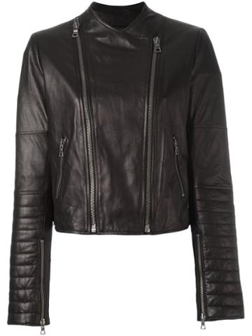 Alice+olivia 'loving You' Biker Jacket, Women's, Size: Medium, Black, Cotton/lamb Skin/polyester/spandex/elastane