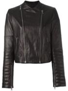 Alice+olivia 'loving You' Biker Jacket, Women's, Size: Medium, Black, Cotton/lamb Skin/polyester/spandex/elastane
