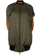 Erika Cavallini - Oversized Sleeveless Bomber Jacket - Women - Cotton/acrylic/polyamide/wool - 40, Green, Cotton/acrylic/polyamide/wool