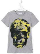 Philipp Plein Kids Camo Skull T-shirt, Boy's, Size: 14 Yrs, Grey