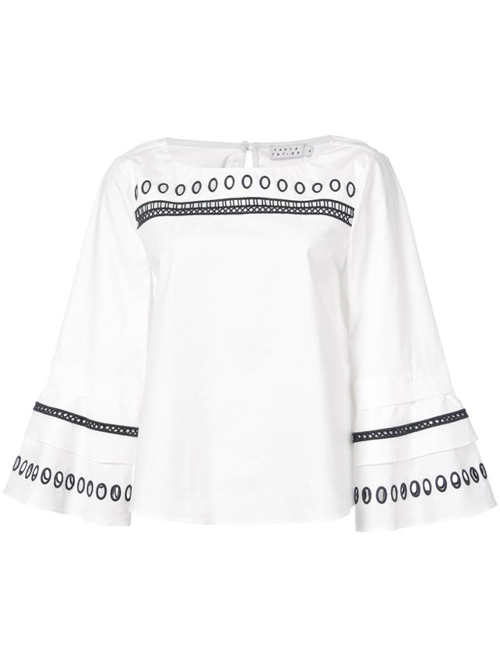 Tanya Taylor Graphic Eyelet Blouse - White