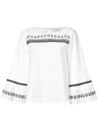 Tanya Taylor Graphic Eyelet Blouse - White