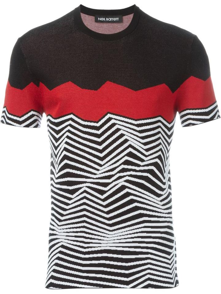 Neil Barrett Zig-zag Intarsia Jumper, Men's, Size: Medium, Black, Nylon/viscose/cotton