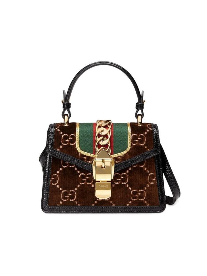 Gucci Brown Sylvie Gg Velvet Mini Bag