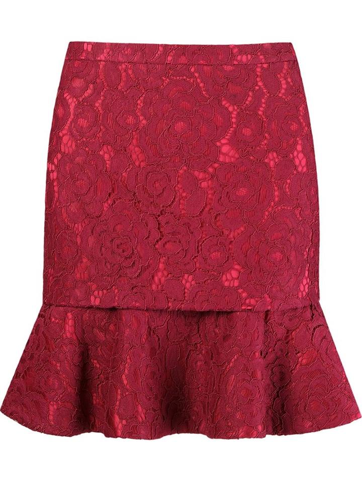 Martha Medeiros Ruffled Hem Lace Mini Skirt