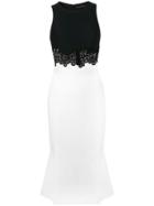 David Koma Waist Lace Detail Flounce Dress - White