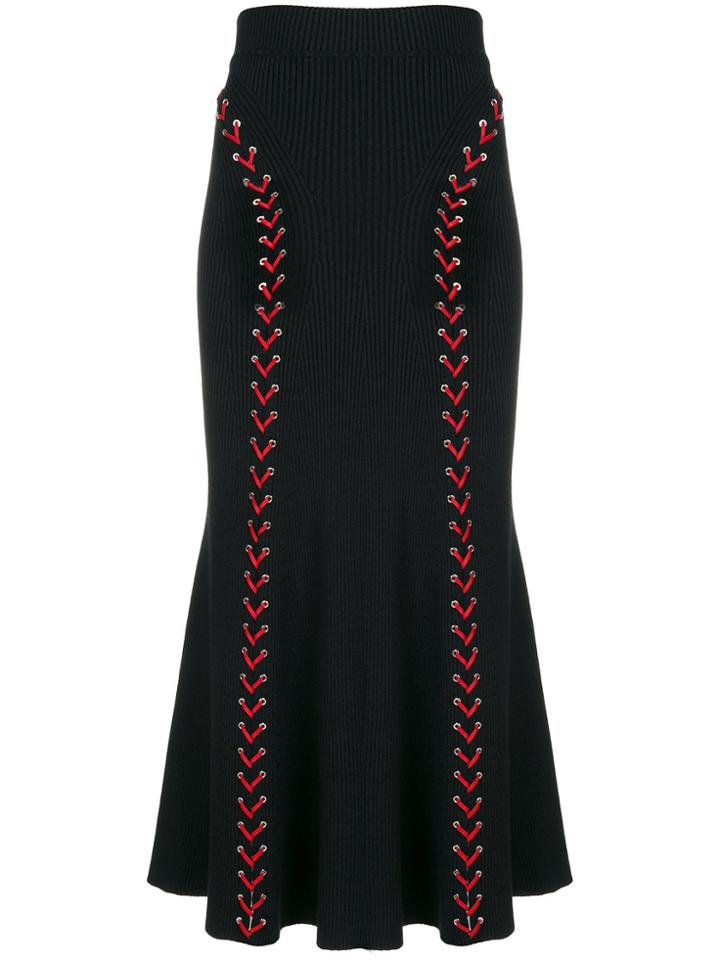Alexander Mcqueen Lace-up Maxi Skirt - Black