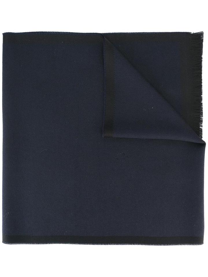 Armani Collezioni Logo Embroidered Scarf, Men's, Blue, Wool