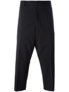 Rick Owens Drop-crotch Cropped Trousers, Men's, Size: 52, Black, Cupro/virgin Wool/spandex/elastane