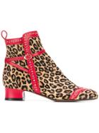 L'autre Chose Leopard Pattern Ankle Boots - Nude & Neutrals