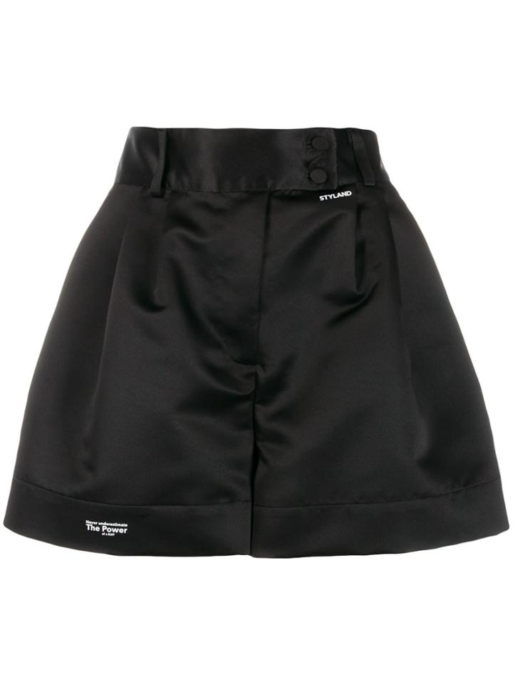 Styland Wide Tailored Shorts - Black