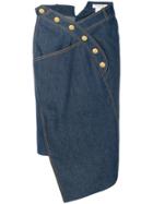 Christian Dior Vintage Asymmetric Denim Skirt - Blue