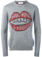 Jimi Roos 'kiss' Embroidered Jumper, Men's, Size: Large, Grey, Cotton/virgin Wool