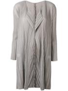 Pleats Please By Issey Miyake - Pleated Coat - Women - Polyester - 5, Grey, Polyester