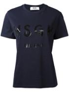 Msgm Branded T-shirt, Women's, Size: Xl, Blue, Cotton