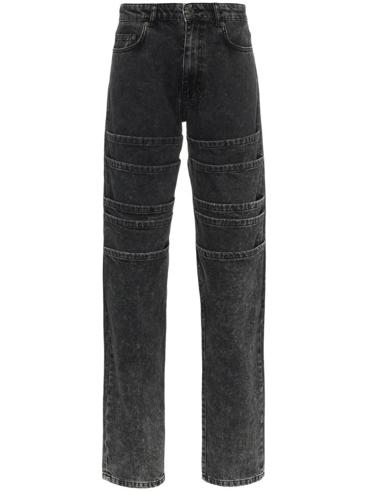Y / Project Layered Denim Trousers - Grey