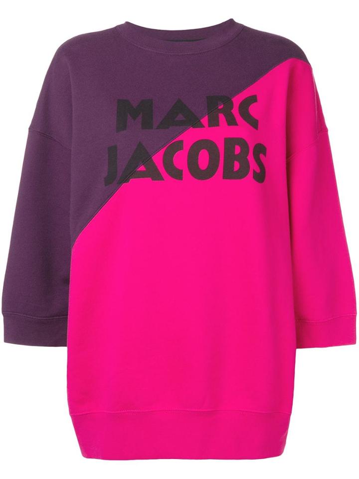 Marc Jacobs Logo Colour Block Sweatshirt - Pink & Purple