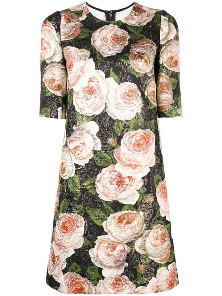 Dolce & Gabbana Floral Brocade Dress - Black