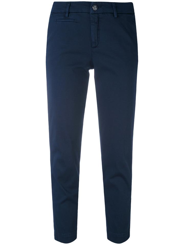 Peuterey - Casual Cropped Trousers - Women - Cotton/spandex/elastane - 40, Blue, Cotton/spandex/elastane