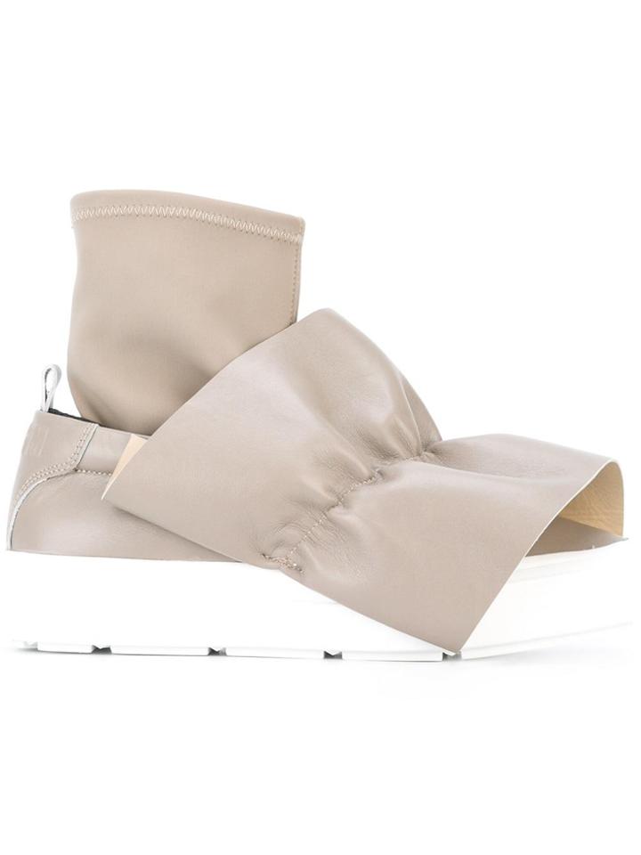Msgm Appliqué Detail Boots - Grey