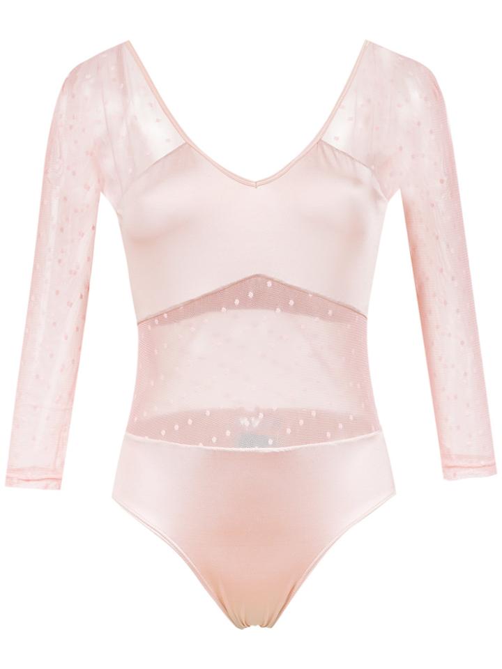 Brigitte Long Sleeved Tulle Bodysuit - Pink & Purple