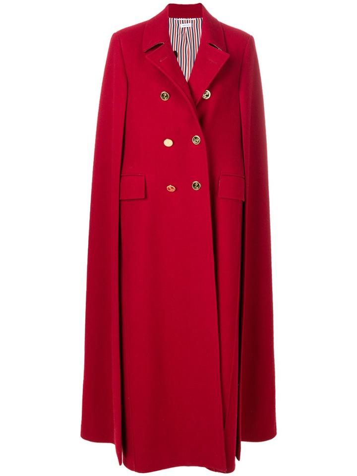 Thom Browne High-button Pintuck Double-breasted Cape In Pilot Cloth