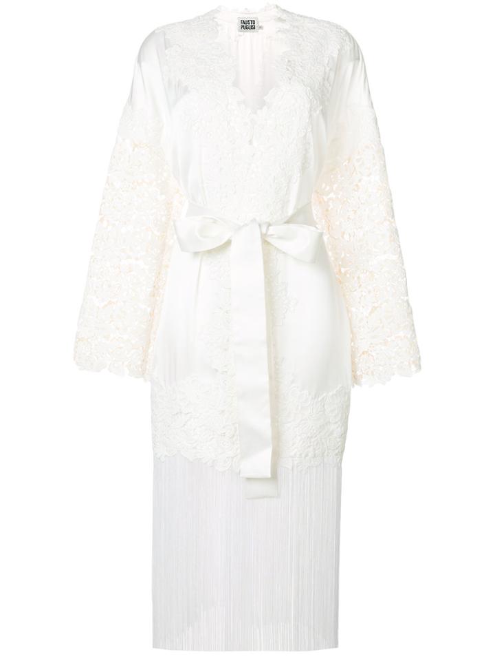 Fausto Puglisi Fringed Tie Waist Coat - White
