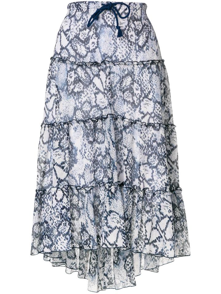 See By Chloé Tiered Snake Print Midi Skirt - Blue
