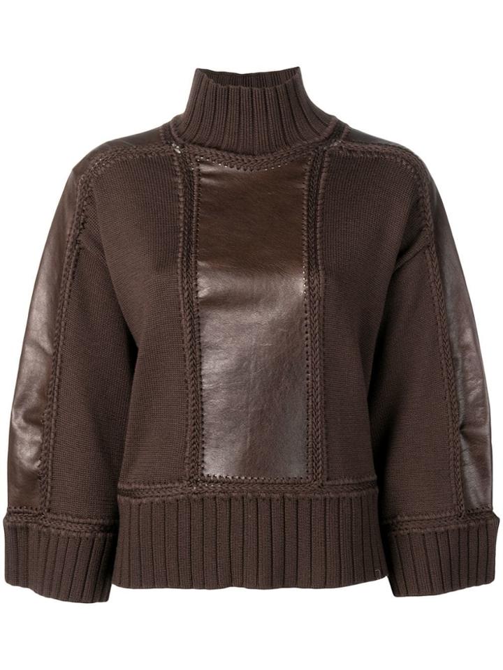 Alberta Ferretti 3/4 Sleeve Knitted Sweater - Brown
