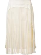 Maison Margiela Pleated Panel Skirt, Women's, Size: 42, White, Spandex/elastane/virgin Wool/acetate/viscose