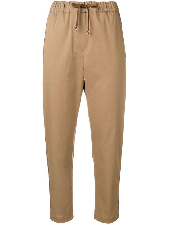 Brunello Cucinelli Cropped Drawstring Trousers - Brown