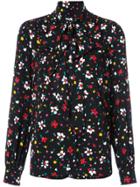 Marc Jacobs Floral Tie Neck Blouse - Black