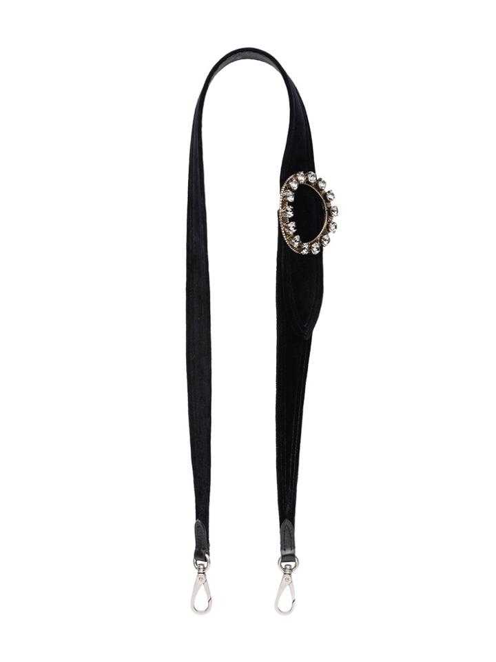Miu Miu Jewelled Buckle Shoulder Strap - Black