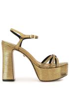Schutz Embossed Platform Sandals - Gold