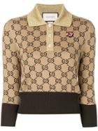 Gucci Gg Supreme Print Knitted Top - Nude & Neutrals