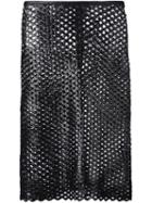 Isabel Marant Cut Out Panel Skirt, Women's, Size: 0, Black, Cotton/goat Skin/polyester