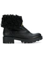Tosca Blu Fur Zipped Ankle Boots - Black