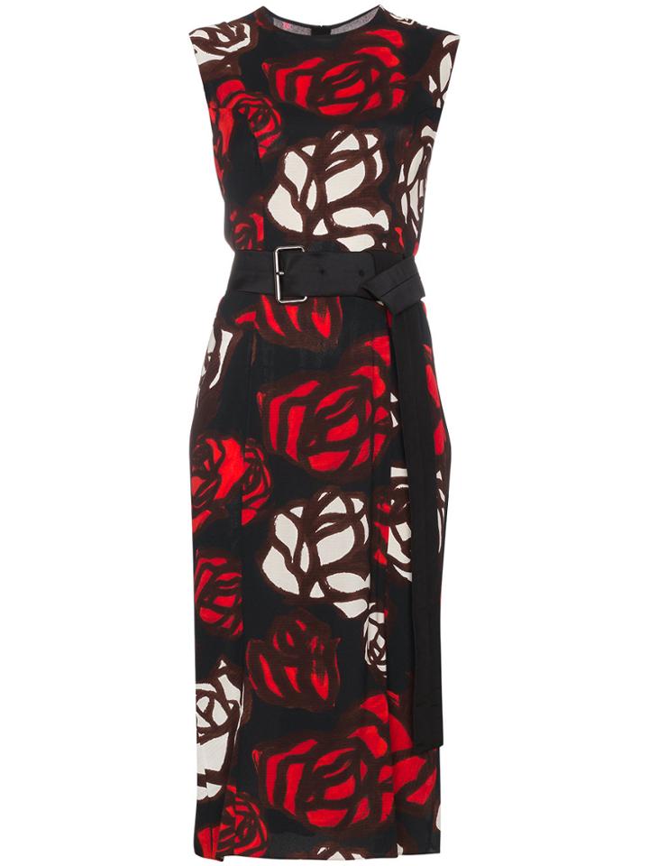 Marni Sleeveless Rose Print Dress - Red