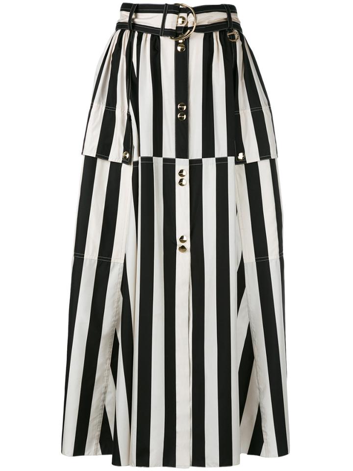 Nina Ricci Striped A-line Midi Skirt - Black