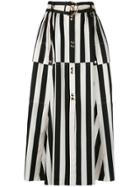 Nina Ricci Striped A-line Midi Skirt - Black