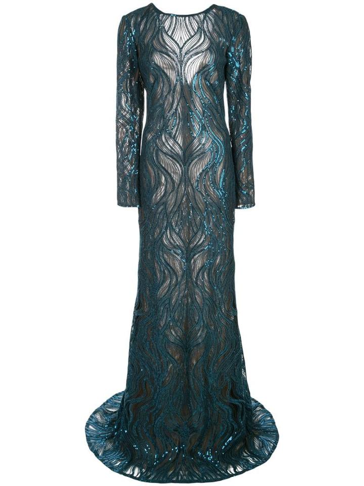 Tadashi Shoji Sequinned Lace Gown - Blue