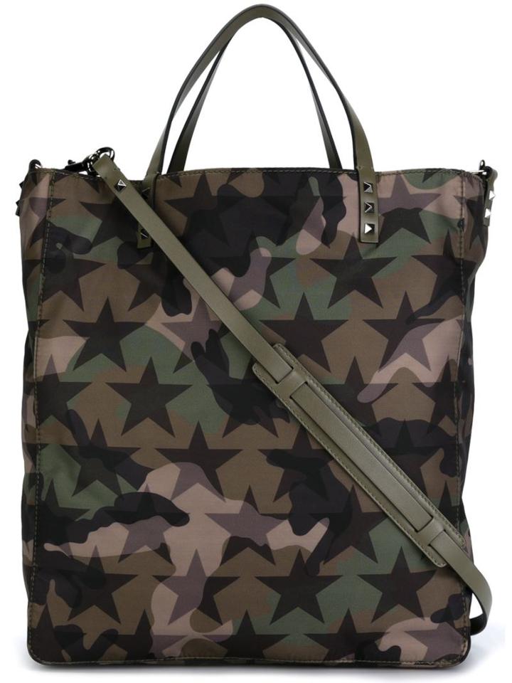 Valentino 'camustars' Tote, Men's, Green, Acrylic/polyamide